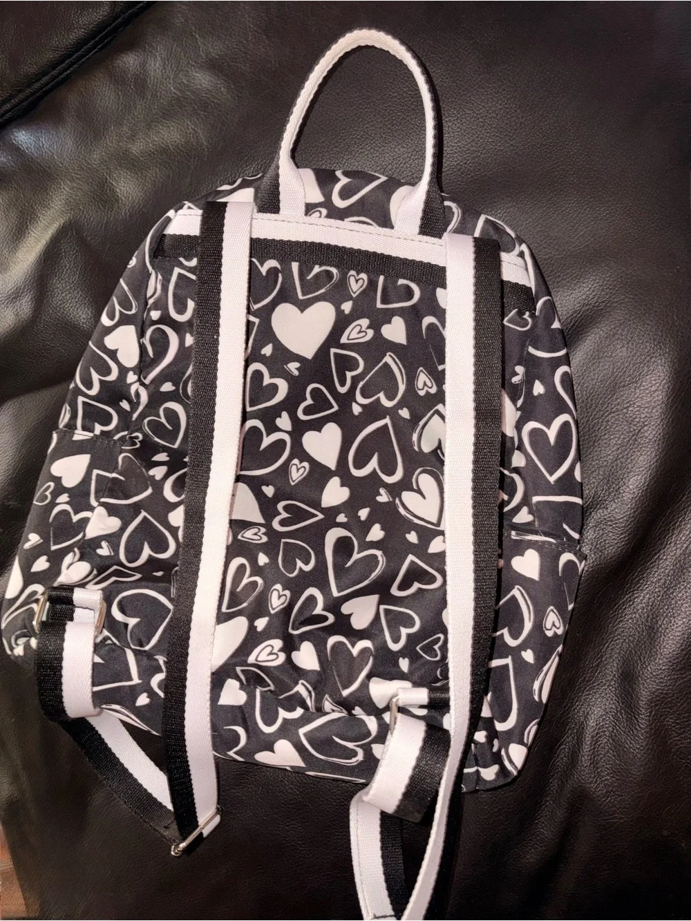 Brighton Endless Love Heart Print Black White Mini Backpack Bookbag NWOT Limited